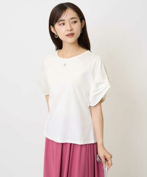 Maison de CINQ / メゾン ドゥ サンク カットソー | 【小さいサイズ】タックスリーブポンチカットソー/接触冷感/洗える | 詳細1