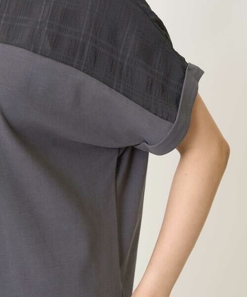 Maison de CINQ / メゾン ドゥ サンク カットソー | 【小さいサイズ】シアーチェック切替えカットソー/洗える | 詳細8