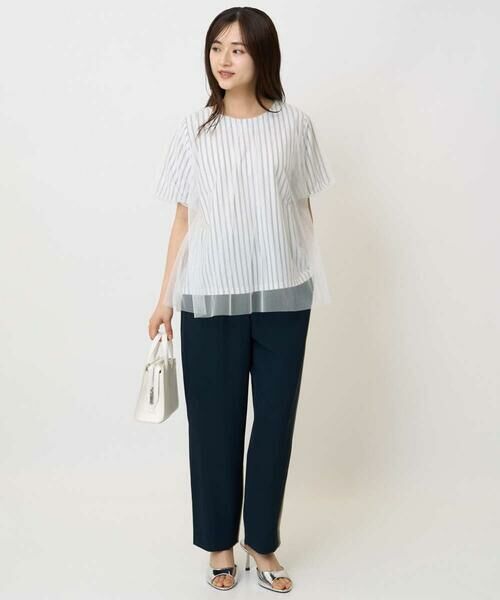 Maison de CINQ / メゾン ドゥ サンク カットソー | 【小さいサイズ】先染めストライプ柄チュール カットソー/洗える | 詳細15