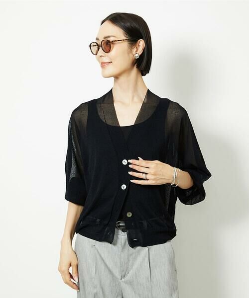 Maison de CINQ / メゾン ドゥ サンク カーディガン・ボレロ | [小さいサイズ]Vネックシアーカーディガン | 詳細1