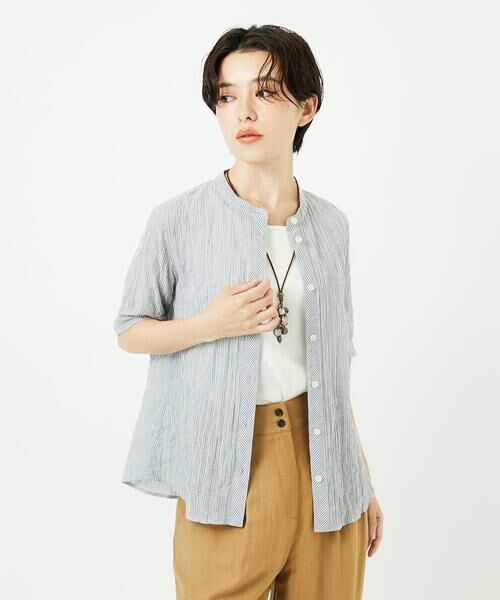 Maison de CINQ / メゾン ドゥ サンク シャツ・ブラウス | オーガニックコットン半袖ブラウス | 詳細1