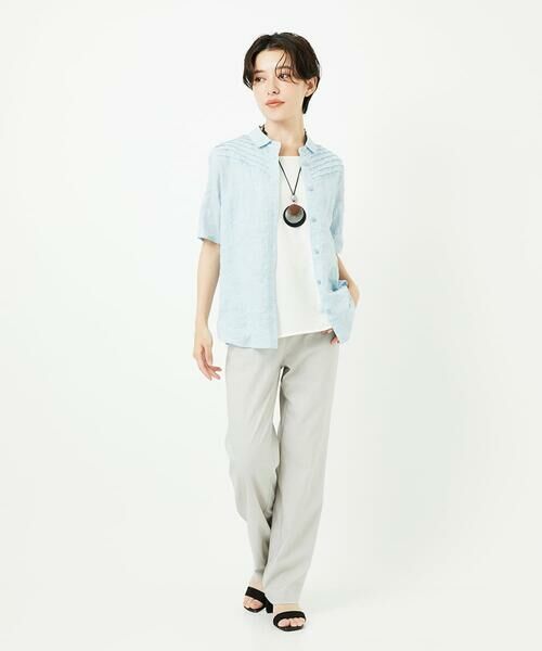 Maison de CINQ / メゾン ドゥ サンク シャツ・ブラウス | コットンリネンドット柄ピンタック半袖ブラウス | 詳細16