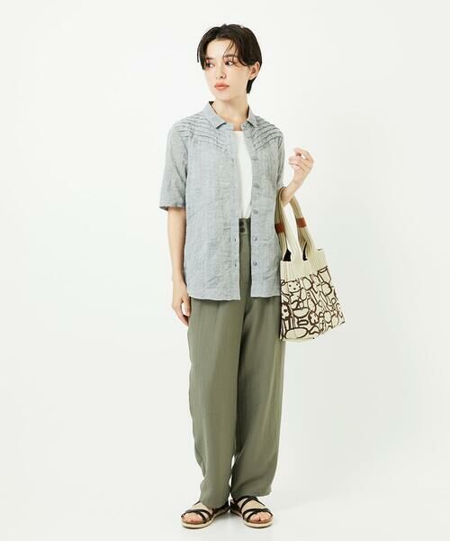 Maison de CINQ / メゾン ドゥ サンク シャツ・ブラウス | コットンリネンドット柄ピンタック半袖ブラウス | 詳細19