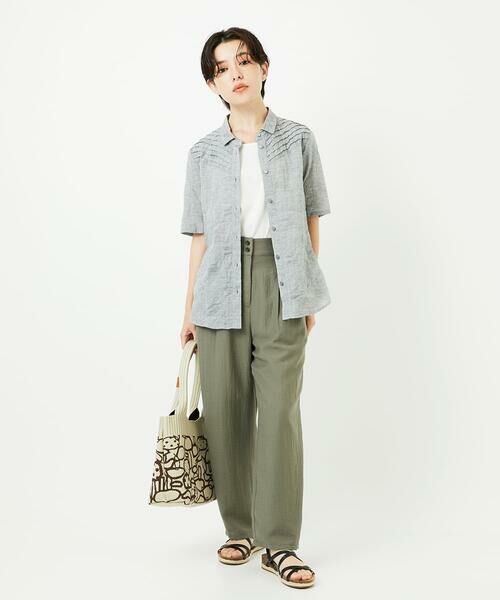 Maison de CINQ / メゾン ドゥ サンク シャツ・ブラウス | コットンリネンドット柄ピンタック半袖ブラウス | 詳細21