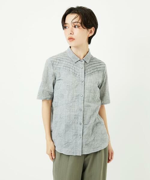 Maison de CINQ / メゾン ドゥ サンク シャツ・ブラウス | コットンリネンドット柄ピンタック半袖ブラウス | 詳細5