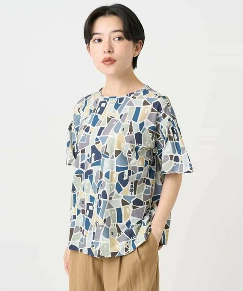 Maison de CINQ / メゾン ドゥ サンク カットソー | [接触冷感・日本製]強撚コットン天竺プリントカットソー | 詳細1