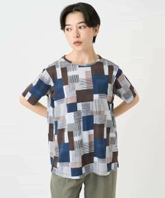 Maison de CINQ / メゾン ドゥ サンク カットソー | [接触冷感・速乾]ルービックブロックプリントカットソー