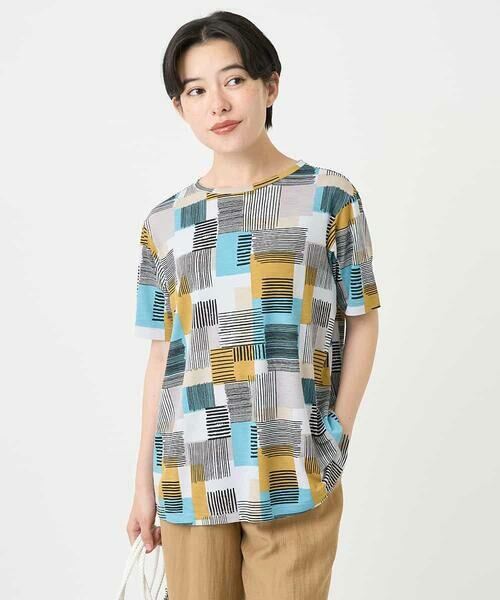 Maison de CINQ / メゾン ドゥ サンク カットソー | [接触冷感・速乾]ルービックブロックプリントカットソー | 詳細2