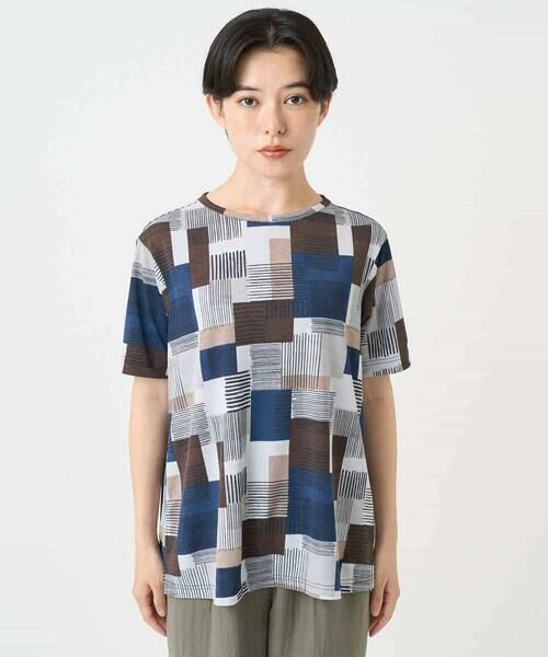 Maison de CINQ / メゾン ドゥ サンク カットソー | [接触冷感・速乾]ルービックブロックプリントカットソー | 詳細3