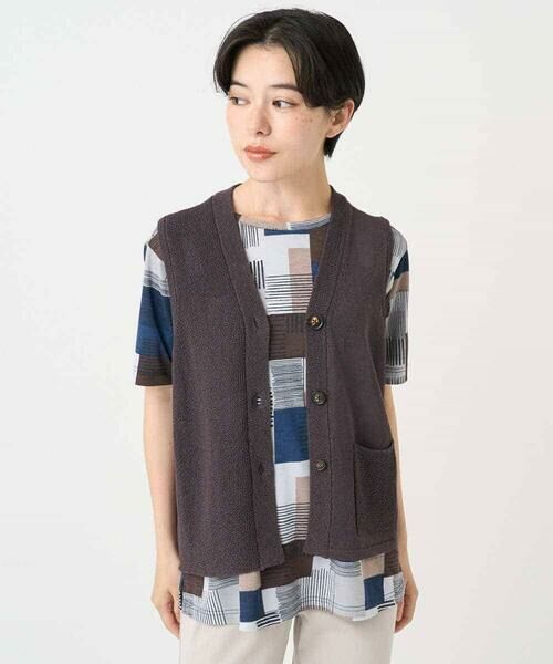 Maison de CINQ / メゾン ドゥ サンク ベスト | ペーパーヤーンニットジレ | 詳細14