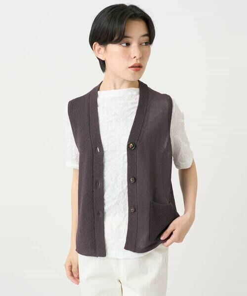 Maison de CINQ / メゾン ドゥ サンク ベスト | ペーパーヤーンニットジレ | 詳細15