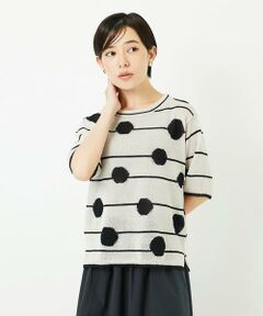 Maison de CINQ / メゾン ドゥ サンク ニット・セーター | ペーパーヤーンドット5分袖ニット