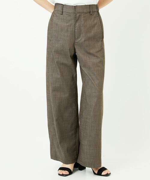 Maison de CINQ / メゾン ドゥ サンク チノ・ワークパンツ | デニム調シャンブレーストレッチワイドパンツ(ベージュ)