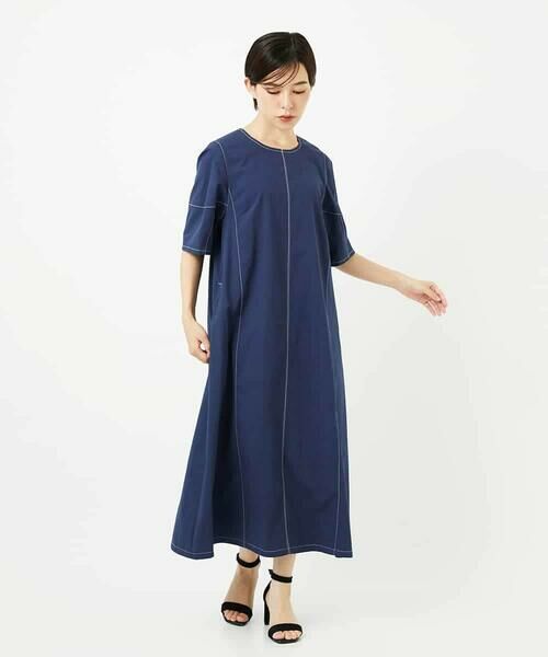 Maison de CINQ / メゾン ドゥ サンク ロング・マキシ丈ワンピース | 【小さいサイズ】配色ステッチ立体スリーブワンピース | 詳細1