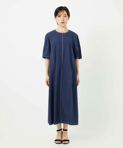 Maison de CINQ / メゾン ドゥ サンク ロング・マキシ丈ワンピース | 【小さいサイズ】配色ステッチ立体スリーブワンピース | 詳細7