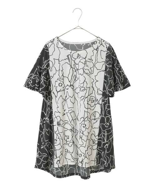 Maison de CINQ / メゾン ドゥ サンク チュニック | 【小さいサイズ】カトレア柄バイカラーデザインチュニック | 詳細15