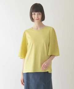 Maison de CINQ / メゾン ドゥ サンク カットソー | 【小さいサイズ/接触冷感】コットンレースボリューム袖カットソー