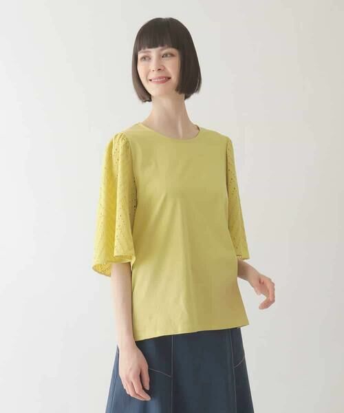 Maison de CINQ / メゾン ドゥ サンク カットソー | 【小さいサイズ/接触冷感】コットンレースボリューム袖カットソー | 詳細1