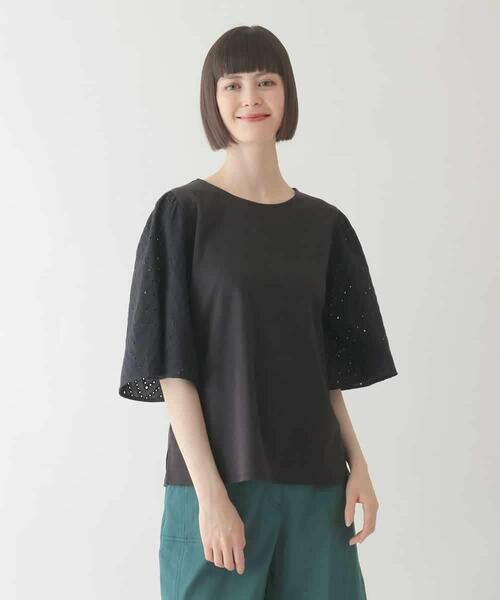 Maison de CINQ / メゾン ドゥ サンク カットソー | 【小さいサイズ/接触冷感】コットンレースボリューム袖カットソー | 詳細3