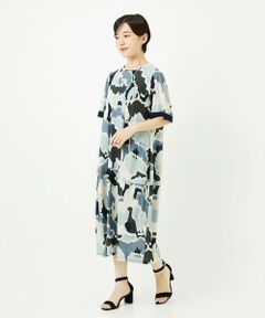 Maison de CINQ / メゾン ドゥ サンク ロング・マキシ丈ワンピース | 【小さいサイズ /洗濯機で洗える】迷彩フラワーコクーンデザインワンピース