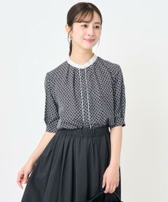 Maison de CINQ / メゾン ドゥ サンク シャツ・ブラウス | 【小さいサイズ】幾何プリント配色ブラウス/接触冷感/洗濯機で洗える