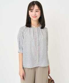 Maison de CINQ / メゾン ドゥ サンク シャツ・ブラウス | 【小さいサイズ】幾何プリント配色ブラウス/接触冷感/洗濯機で洗える