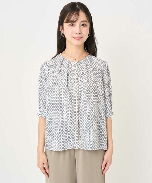 Maison de CINQ / メゾン ドゥ サンク シャツ・ブラウス | 【小さいサイズ】幾何プリント配色ブラウス/接触冷感/洗濯機で洗える | 詳細4
