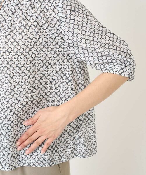 Maison de CINQ / メゾン ドゥ サンク シャツ・ブラウス | 【小さいサイズ】幾何プリント配色ブラウス/接触冷感/洗濯機で洗える | 詳細8