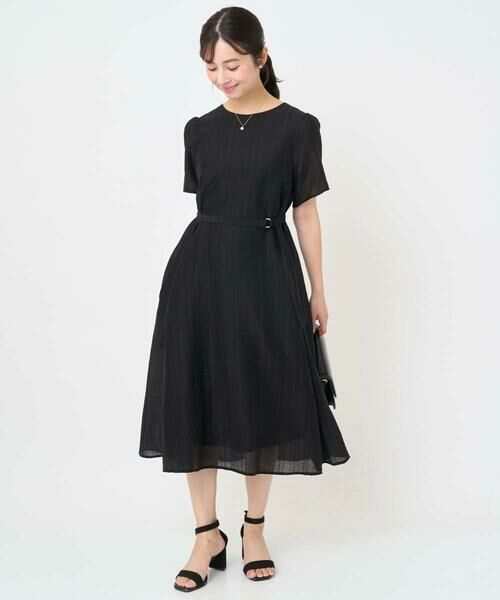 Maison de CINQ / メゾン ドゥ サンク ロング・マキシ丈ワンピース | 【小さいサイズ】ドビーストライプフレアーシルエットワンピース/洗える | 詳細1