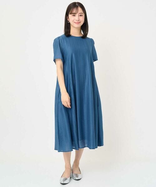 Maison de CINQ / メゾン ドゥ サンク ロング・マキシ丈ワンピース | 【小さいサイズ】ドビーストライプフレアーシルエットワンピース/洗える | 詳細4