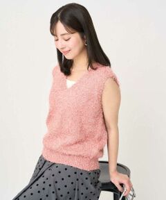 Maison de CINQ / メゾン ドゥ サンク ベスト | 【小さいサイズ】ラメシャギーニットジレ/前後2way/洗える