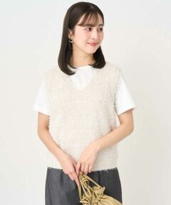 Maison de CINQ / メゾン ドゥ サンク ベスト | 【小さいサイズ】ラメシャギーニットジレ/前後2way/洗える
