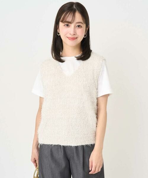 Maison de CINQ / メゾン ドゥ サンク ベスト | 【小さいサイズ】ラメシャギーニットジレ/前後2way/洗える | 詳細2