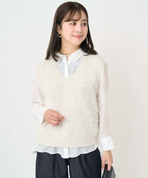 Maison de CINQ / メゾン ドゥ サンク ベスト | 【小さいサイズ】ラメシャギーニットジレ/前後2way/洗える | 詳細4