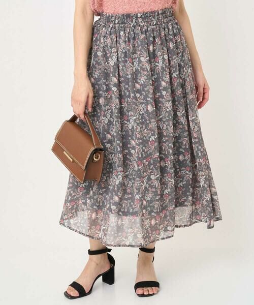 Maison de CINQ / メゾン ドゥ サンク ロング・マキシ丈スカート | 【小さいサイズ】フラワードットプリントシフォンスカート/丈の長さが選べる/洗濯機で洗える/セットアップ対応 | 詳細1