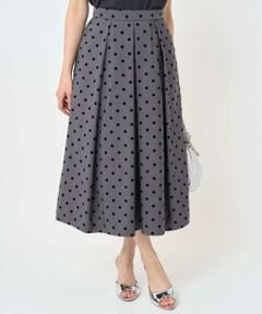 Maison de CINQ / メゾン ドゥ サンク ロング・マキシ丈スカート | 【小さいサイズ】フロッキードット柄タックスカート/洗える