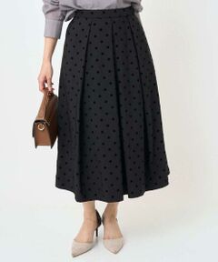 Maison de CINQ / メゾン ドゥ サンク ロング・マキシ丈スカート | 【小さいサイズ】フロッキードット柄タックスカート/洗える