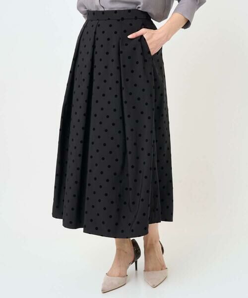 Maison de CINQ / メゾン ドゥ サンク ロング・マキシ丈スカート | 【小さいサイズ】フロッキードット柄タックスカート/洗える | 詳細1