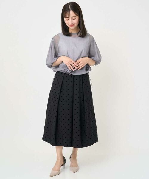 Maison de CINQ / メゾン ドゥ サンク ロング・マキシ丈スカート | 【小さいサイズ】フロッキードット柄タックスカート/洗える | 詳細19