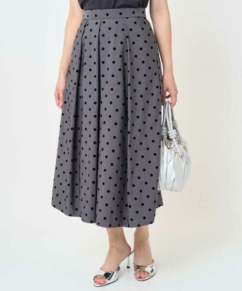Maison de CINQ / メゾン ドゥ サンク ロング・マキシ丈スカート | 【小さいサイズ】フロッキードット柄タックスカート/洗える | 詳細2