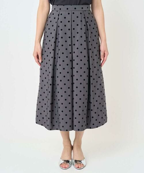 Maison de CINQ / メゾン ドゥ サンク ロング・マキシ丈スカート | 【小さいサイズ】フロッキードット柄タックスカート/洗える | 詳細3