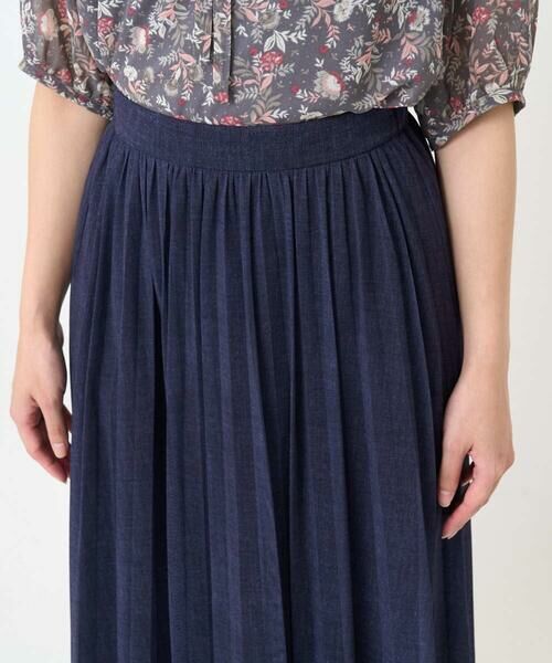 Maison de CINQ / メゾン ドゥ サンク ロング・マキシ丈スカート | 【小さいサイズ】デニム調シアープリーツスカート/洗濯機で洗える | 詳細6