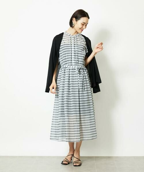 Maison de CINQ / メゾン ドゥ サンク ロング・マキシ丈ワンピース | ［小さいサイズ］ジオメトリック柄ワンピース（ブラック）