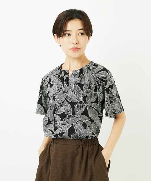 Maison de CINQ / メゾン ドゥ サンク シャツ・ブラウス | ミラクルウェーブリーフプリントブラウス | 詳細1