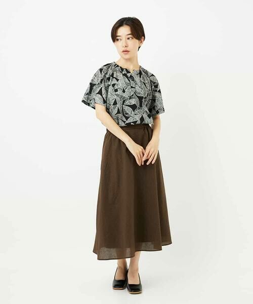 Maison de CINQ / メゾン ドゥ サンク シャツ・ブラウス | ミラクルウェーブリーフプリントブラウス | 詳細13