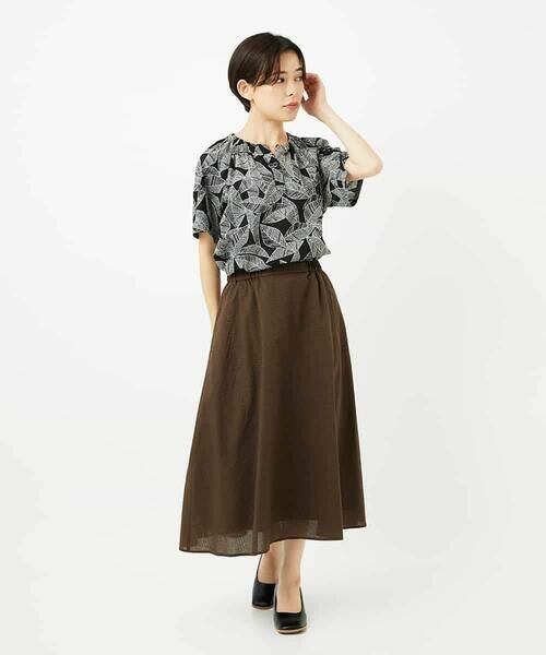 Maison de CINQ / メゾン ドゥ サンク シャツ・ブラウス | ミラクルウェーブリーフプリントブラウス | 詳細14