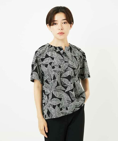 Maison de CINQ / メゾン ドゥ サンク シャツ・ブラウス | ミラクルウェーブリーフプリントブラウス | 詳細3