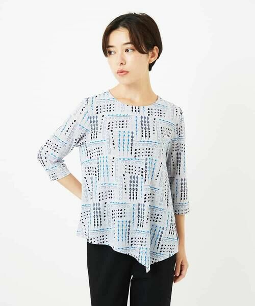 Maison de CINQ / メゾン ドゥ サンク カットソー | [接触冷感]ラインドットプリントカットソー | 詳細1