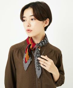 Maison de CINQ / メゾン ドゥ サンク マフラー・ショール・スヌード・ストール | ストライプ幾何プリーツプチスカーフ