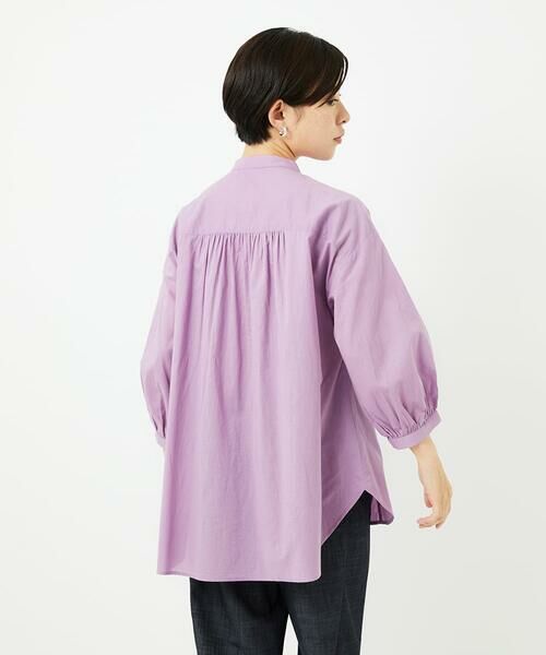 Maison de CINQ / メゾン ドゥ サンク シャツ・ブラウス | バンドカラーシャーリングコットン7分袖ブラウス | 詳細4